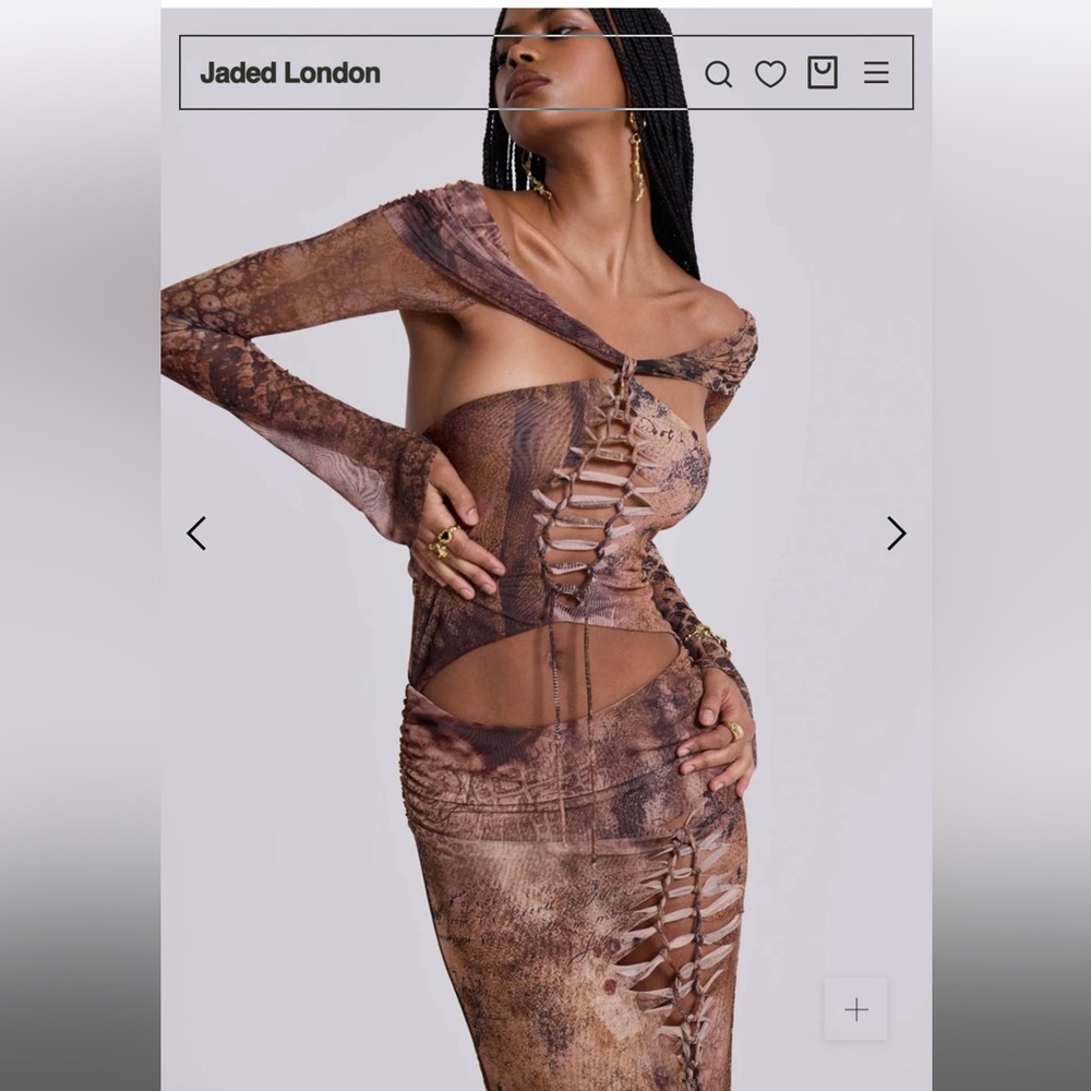 Jaded London Dahna Macrame Mesh Maxi Dress M
